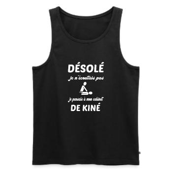 Désolé je n'écoutais pas je pensais à mon cabinet - Débardeur bio Premium Homme - noir - Devant - AI Model Male 178 light (178cm)