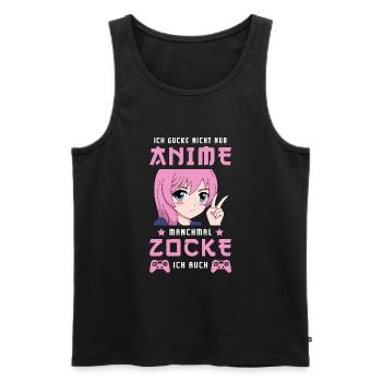 Ich Gucke Nicht Nur Anime Manchmal Zocke Ich Auch - Männer Premium Bio Tank Top - Schwarz - Vorne - Michal (187cm)