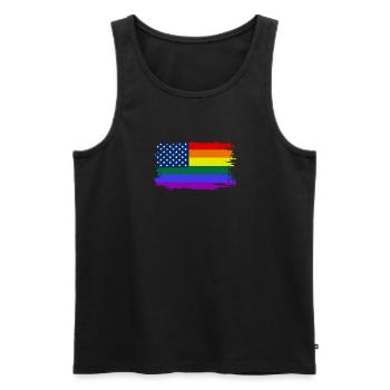 Rainbow Pride USA Flagge - Männer Premium Bio Tank Top - Schwarz - Vorne - Michal (187cm)