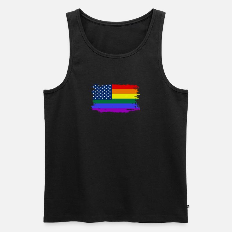 Rainbow Pride USA Flagge - Männer Premium Bio Tank Top - Schwarz