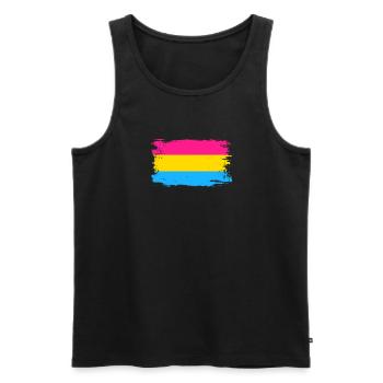Drapeau de la fierté pansexuelle - Débardeur bio Premium Homme - noir - Devant - Michal (187cm)
