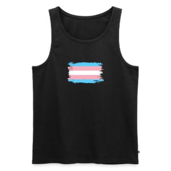 Transgender-Pride-Flagge - Männer Premium Bio Tank Top - Schwarz - Vorne - Michal (187cm)
