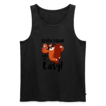 Faultier slow down/ Sloth down - Männer Premium Bio Tank Top - Schwarz - Vorne - AI Model Male 178 light (178cm)