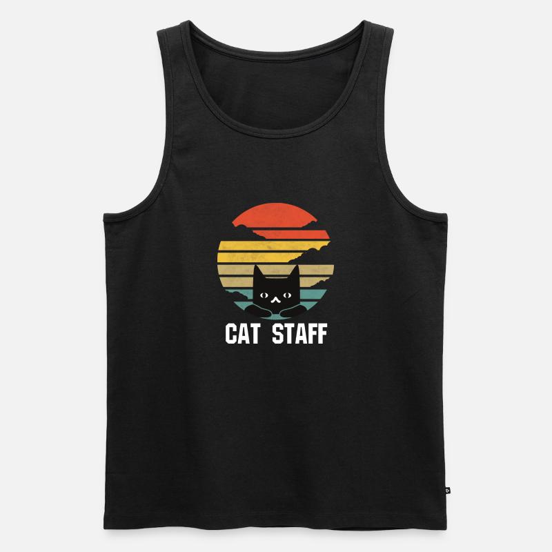 cat staff retro - Männer Premium Bio Tank Top - Schwarz