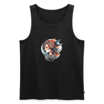 Femme Dessin de tatouage néo traditionnel - Débardeur bio Premium Homme - noir - Devant - AI Model Male 178 light (178cm)