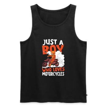 Nur ein Junge, der Motorräder liebt - Männer Premium Bio Tank Top - Schwarz - Vorne - Michal (187cm)