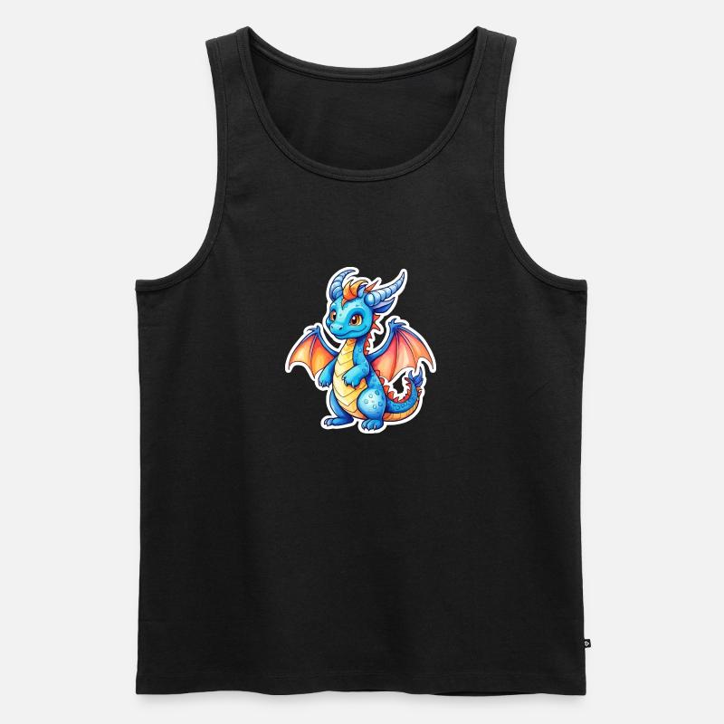 Drache Wasserfarben - Männer Premium Bio Tank Top - Schwarz
