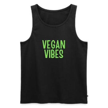 Vibrations végétaliennes - Débardeur bio Premium Homme - noir - Devant - Michal (187cm)