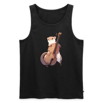 Mungo spielt Cello - Männer Premium Bio Tank Top - Schwarz - Vorne - AI Model Male 178 light (178cm)