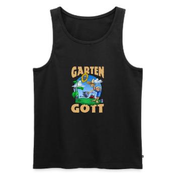 Das TShirt für den Gartengott in Farbe - RAHMENLOS - Männer Premium Bio Tank Top - Schwarz - Vorne - Michal (187cm)