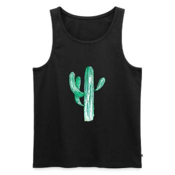 Aquarell Kaktus - Männer Premium Bio Tank Top - Schwarz - Vorne - AI Model Male 178 light (178cm)