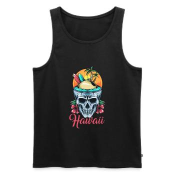 Hawaii Skull Surfing Flowers - Männer Premium Bio Tank Top - Schwarz - Vorne - Michal (187cm)
