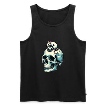 Skull mit lustiger Maus und Fussball - Männer Premium Bio Tank Top - Schwarz - Vorne - AI Model Male 178 light (178cm)