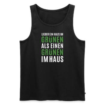 Lieber ein Haus im Grünen - Grüne nein Danke! - Männer Premium Bio Tank Top - Schwarz - Vorne - Michal (187cm)