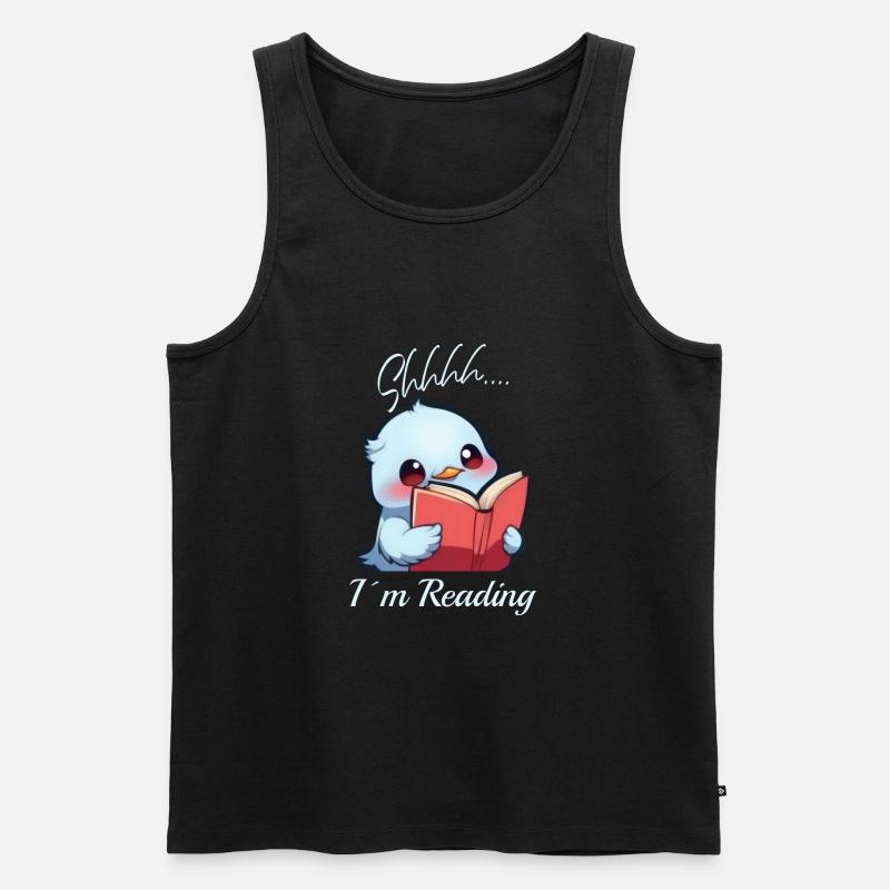 Vogel mit Buch - Männer Premium Bio Tank Top - Schwarz