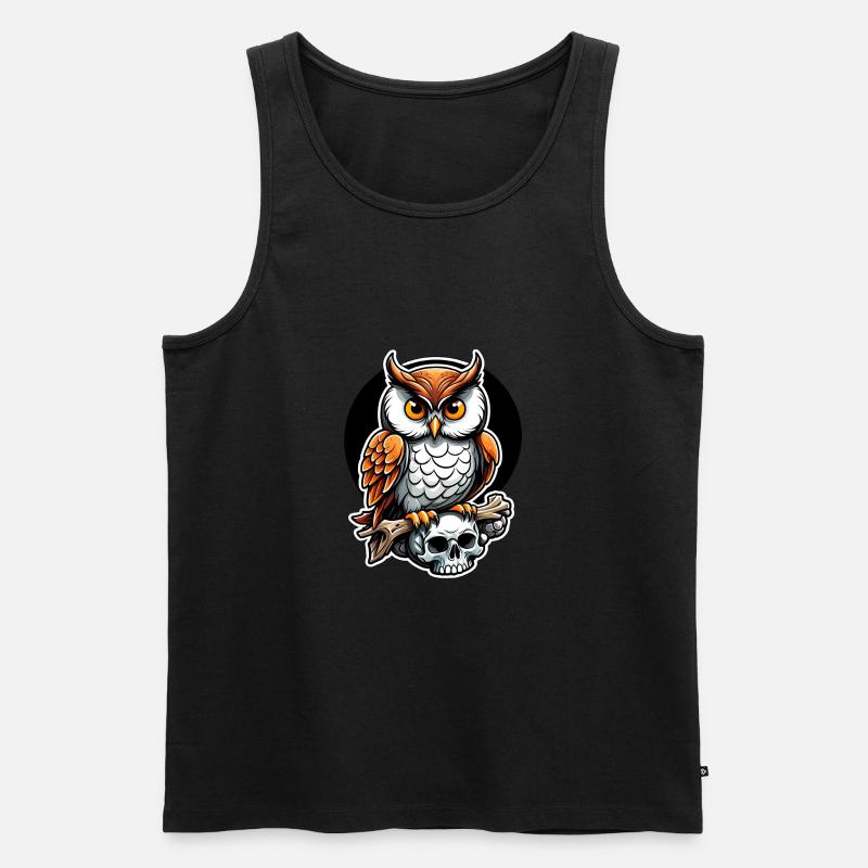 Eule sitzt auf Skull - Männer Premium Bio Tank Top - undefined