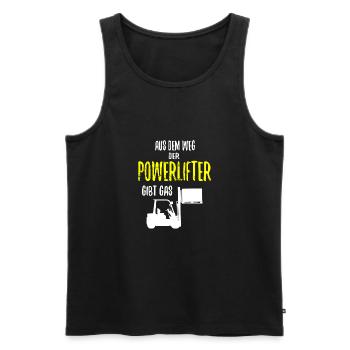 Stapler Powerlifter - Männer Premium Bio Tank Top - Schwarz - Vorne - Michal (187cm)