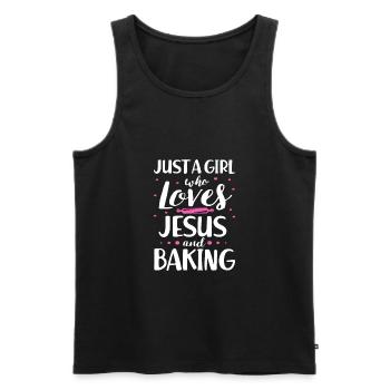 Just A Girl Who Loves Jesus And Baking - Männer Premium Bio Tank Top - Schwarz - Vorne - Michal (187cm)
