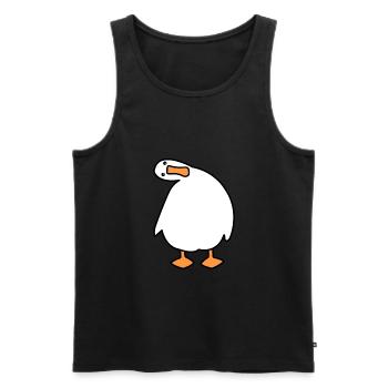 Funny goose with a crazy look - Men's Premium Organic Tank Top - black - Front - Michal (187cm)
