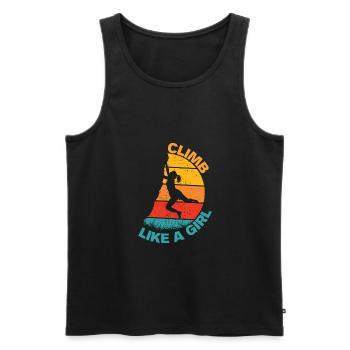 Vintage Retro Climb Like A Girl Rock Climbing - Men's Premium Organic Tank Top - black - Front - AI Model Male 178 light (178cm)