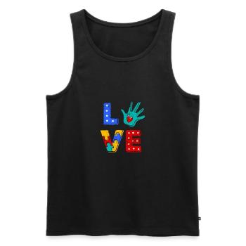 AUTISME ENFANT ASPERGER AUTIST LOVE DICTONS MOTIFS - Débardeur bio Premium Homme - noir - Devant - Michal (187cm)