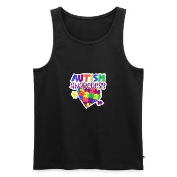 CONSCIENCE AUTISTE TDAH AMOUR CADEAU SLOGAN MOTIFS - Débardeur bio Premium Homme - noir - Devant - Michal (187cm)
