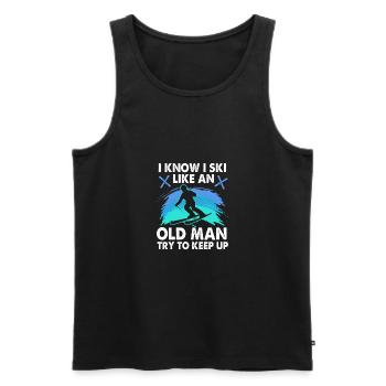Ski Ski Holiday - Men's Premium Organic Tank Top - black - Front - AI Model Male 178 light (178cm)
