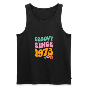 Groovy Hippie since 1973 - Men's Premium Organic Tank Top - black - Front - Michal (187cm)