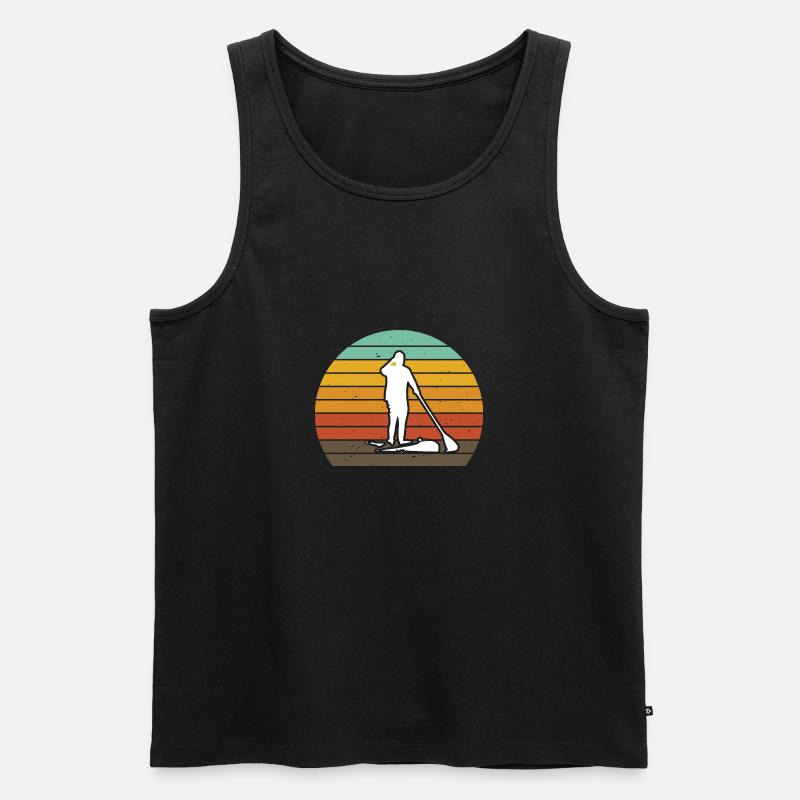 SUP Retro Sonne - Männer Premium Bio Tank Top - Schwarz
