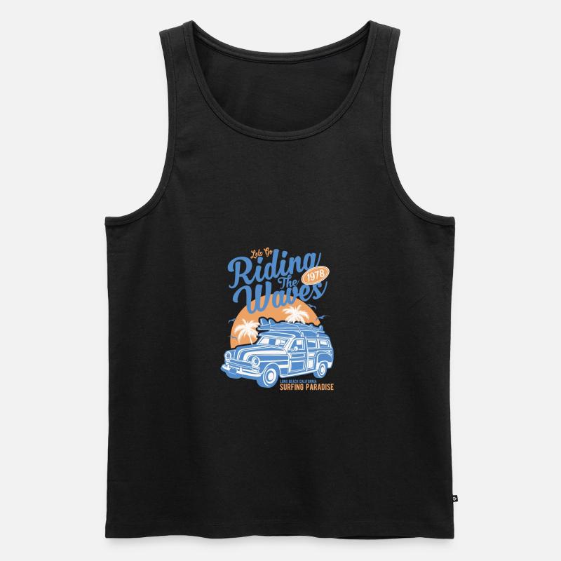 Riding The Waves - Männer Premium Bio Tank Top - Schwarz