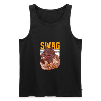 Rapper with wolf's head and tattoos - Men's Premium Organic Tank Top - black - Front - AI Model Male 178 light (178cm)