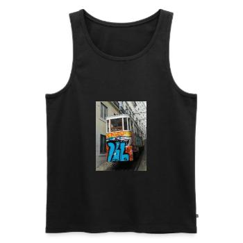 Streetart train - Men's Premium Organic Tank Top - black - Front - AI Model Male 178 light (178cm)