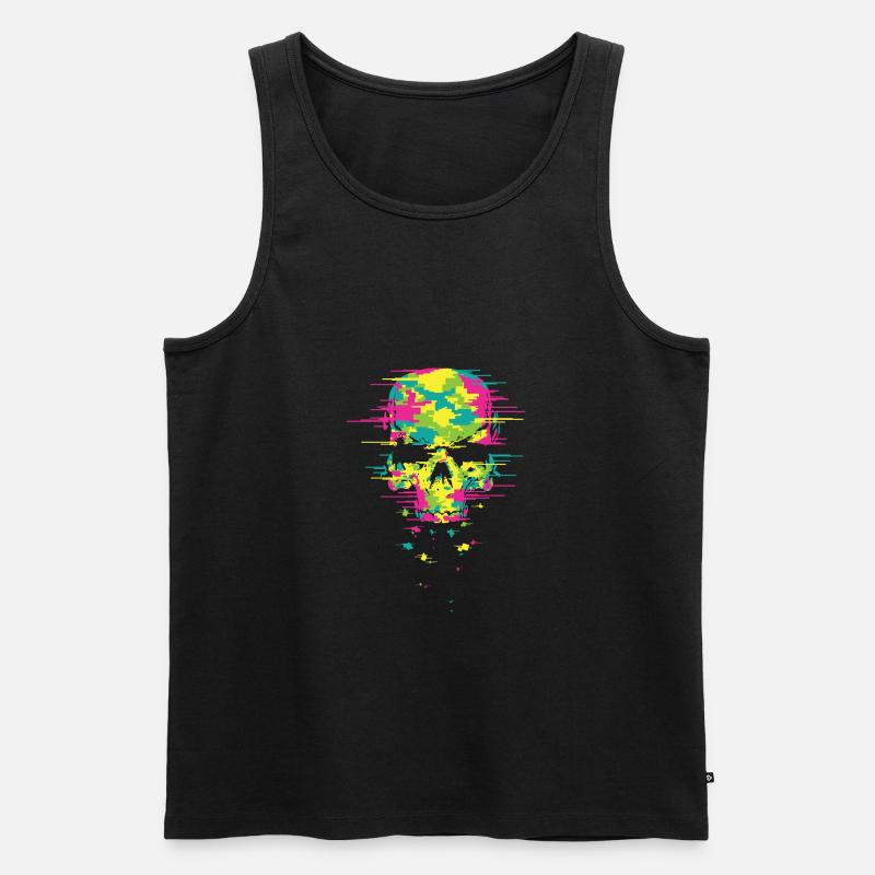 Techno Totenkopf - Männer Premium Bio Tank Top - Schwarz