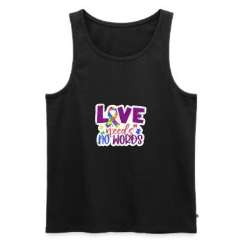 L’AMOUR N’A PAS BESOIN DE MOTS AUTISME DICTONS AUTISTES - Débardeur bio Premium Homme - noir - Devant - Michal (187cm)