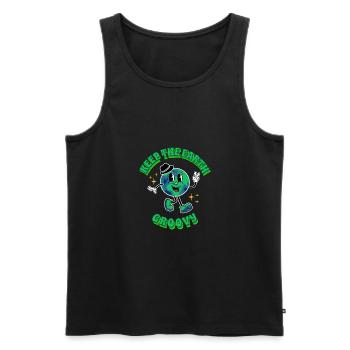 🌈 "Groove with Earth Love." 🌈 - Men's Premium Organic Tank Top - black - Front - AI Model Male 178 light (178cm)
