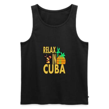 Détendu sur Cuba Caraïbes Île de La Havane Cadeau - Débardeur bio Premium Homme - noir - Devant - AI Model Male 178 light (178cm)