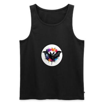 Fledermaus in Aquarelltechnik in Kreisfläche - Männer Premium Bio Tank Top - Schwarz - Vorne - AI Model Male 178 light (178cm)