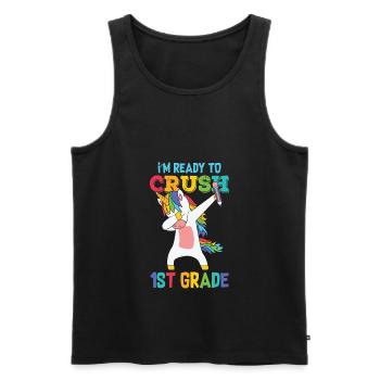 Ich bin bereit, Regenbogenmädchen Jungen der 1. Klasse zu zerquetschen - Männer Premium Bio Tank Top - Schwarz - Vorne - AI Model Male 178 light (178cm)