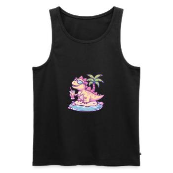Dinosaure stégosaure palmier de l’île - Débardeur bio Premium Homme - noir - Devant - Michal (187cm)