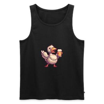 Goose Beer Pixel - Men's Premium Organic Tank Top - black - Front - Michal (187cm)