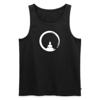 Buddha, Meditation, Enso Zen Kreis Yoga Symbol OM - Männer Premium Bio Tank Top - Schwarz - Vorne - Michal (187cm)