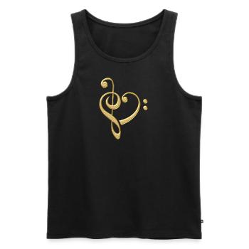 Musik Note Herz, Bass, Notenschlüssel, Klassik, - Männer Premium Bio Tank Top - Schwarz - Vorne - AI Model Male 178 light (178cm)