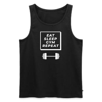 Eat Sleep Gym Repeat Fitness Saying - Men's Premium Organic Tank Top - black - Front - Michal (187cm)