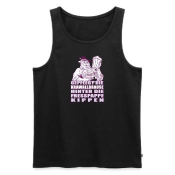 Krawallbrause hinter die Fresspappe kippen Bier - Männer Premium Bio Tank Top - Schwarz - Vorne - Michal (187cm)
