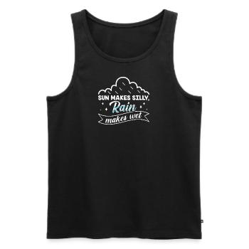 Rain makes silly, sun makes wet - Men's Premium Organic Tank Top - black - Front - AI Model Male 178 light (178cm)