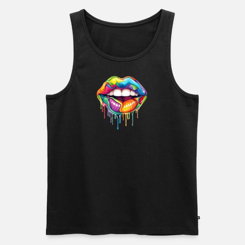 Lèvres arc-en-ciel - Débardeur bio Premium Homme - noir