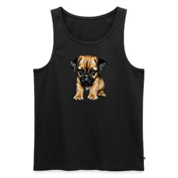 Puppy Cute - Männer Premium Bio Tank Top - Schwarz - Vorne - AI Model Male 178 light (178cm)