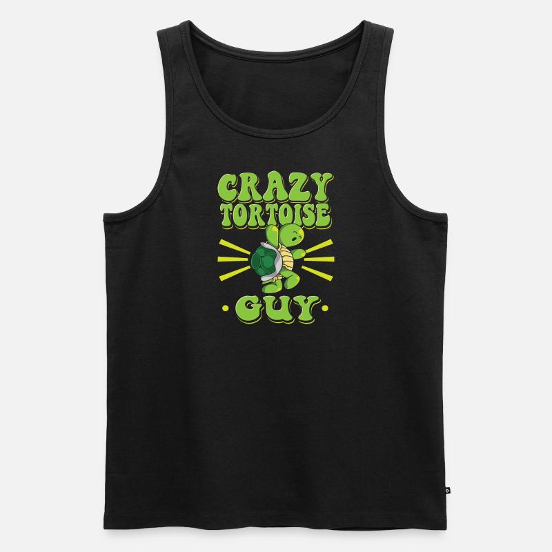 Crazy Tortoise Guy - Männer Premium Bio Tank Top - Schwarz