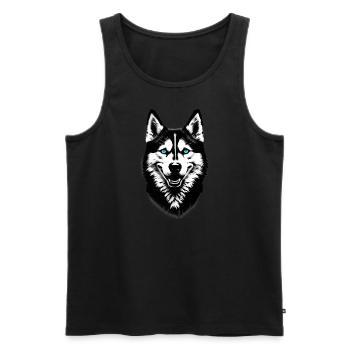 Hundegesicht Husky | Wolf | Wolfshund - Männer Premium Bio Tank Top - Schwarz - Vorne - AI Model Male 178 light (178cm)