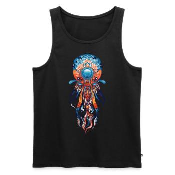 Spiritual Mandala Jellyfish Meditation and Yoga - Men's Premium Organic Tank Top - black - Front - Michal (187cm)